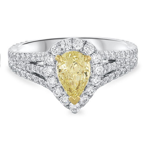 View Princess Cut Yellow Diamond Halo Engagement Ring